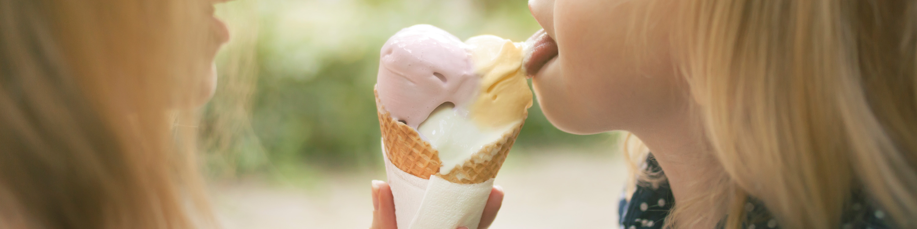 Mother and child eating ice cream