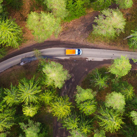 Overhead shot of roadway.