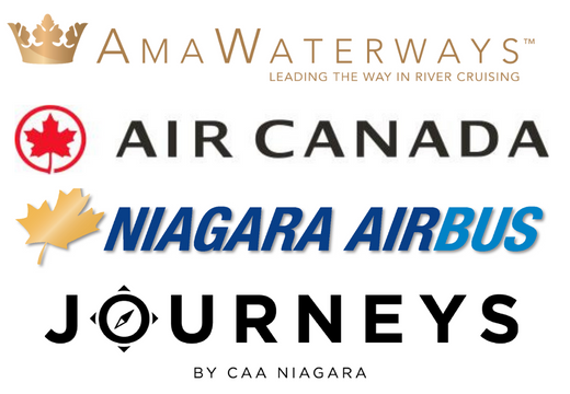 AmaWaterways, Air Canada, Niagara Airbus and Journeys by CAA Niagara Logos