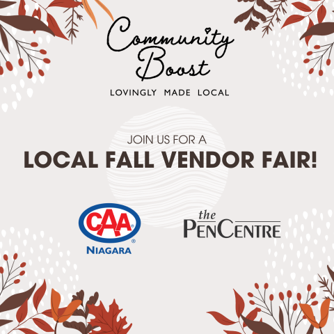 local fall vendor fair poster with caa and pen centre logos