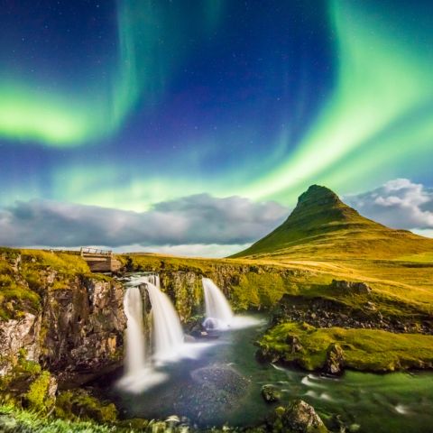 Iceland scenic view with Northern Lights