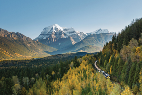 Train passing through the Rockies