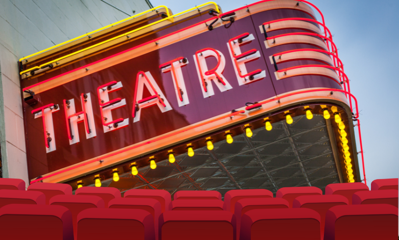 Theatre Sign in Neon Lights