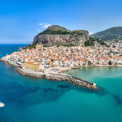 Cefalù City Panorama, north Sicily's tyrrhenian coast