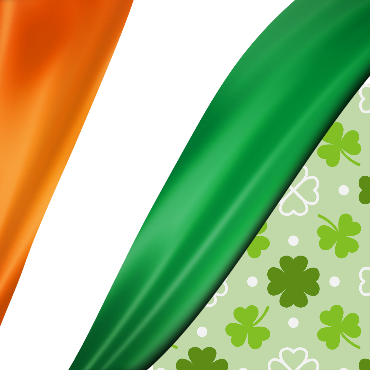 Patterned Clover background with Irish Flag in corner
