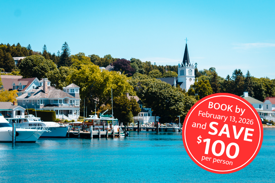 harbor view of Mackinac Island from Lake Huron