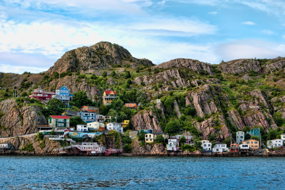 A beautiful shot of the houses on the shoreline of The Narrows, St. John's arbour, Newfoundland