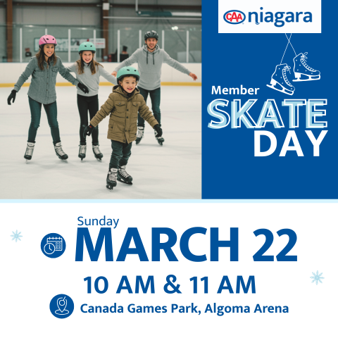 Image of family ice skating and text with event details