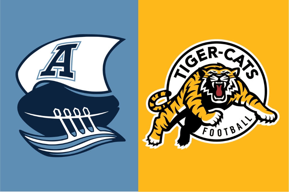 Toronto Argonauts logo and Hamilton Tiger Cats logo