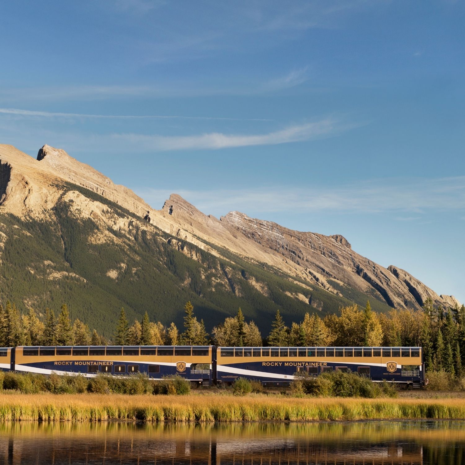 Rocky Mountaineer Rail travelling through the mountains