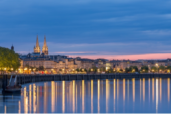 View on Bordeaux in the evening - France