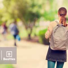 Teen girl walking with backpack