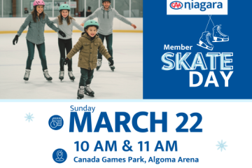 Image of family ice skating and text with event details