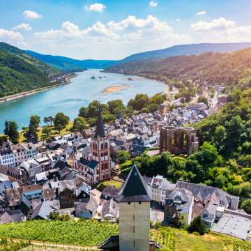 Bacharach panoramic view, small town in Rhine valley
