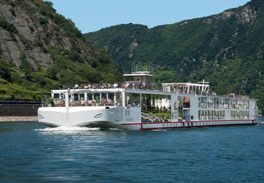 Ship cruising the Rhine River