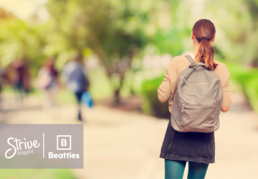 Teen girl walking with backpack
