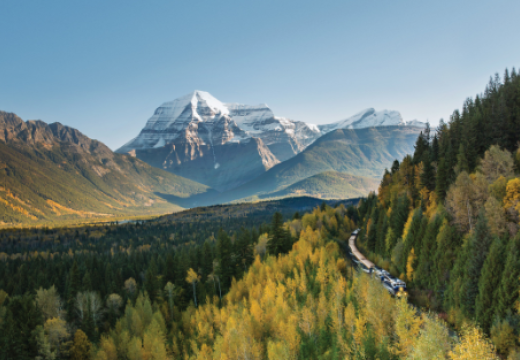 Train passing through the Rockies