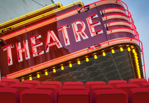 Theatre Sign in Neon Lights