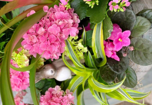 spring arrangement with pink flowers