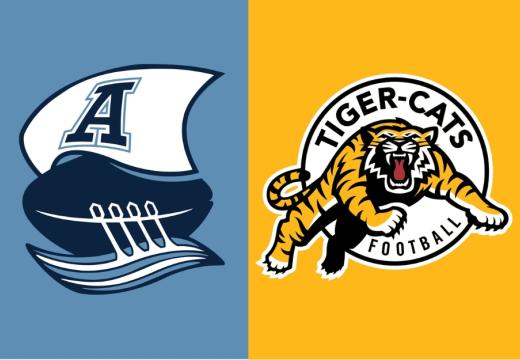 Toronto Argonauts logo and Hamilton Tiger Cats logo