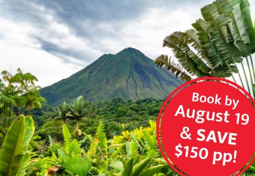Lush tropical foliage at the foot of the Arenal Volcano in Costa Rica