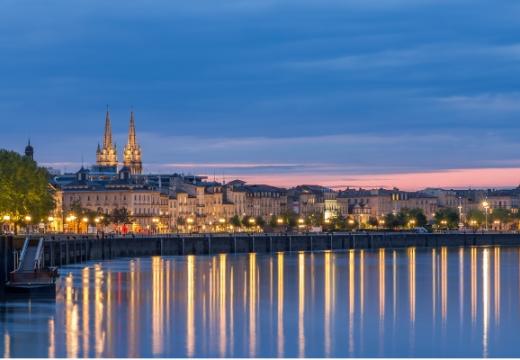 View on Bordeaux in the evening - France