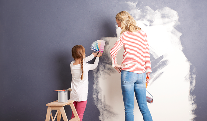 Mother and daughter painting room