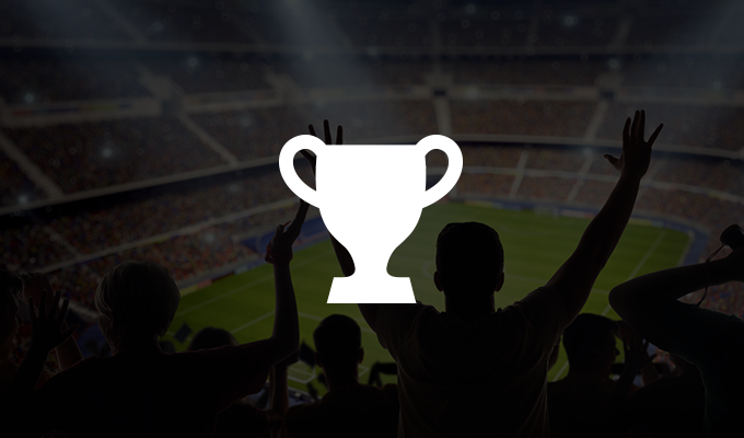 White trophy icon over a black background