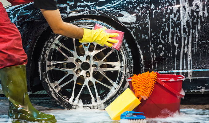 Car being washed