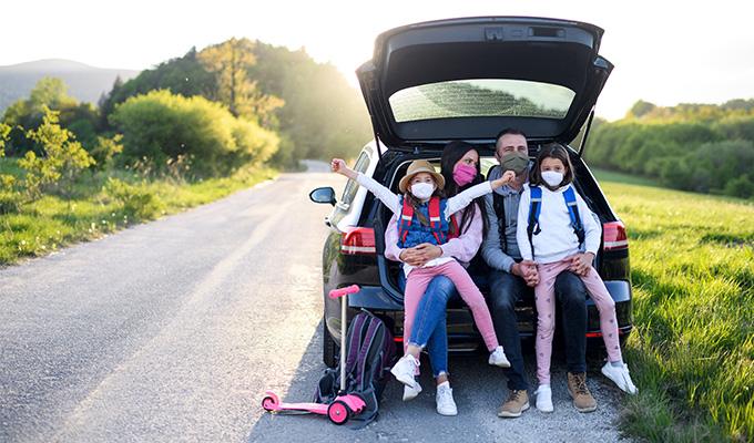 Family on road trip