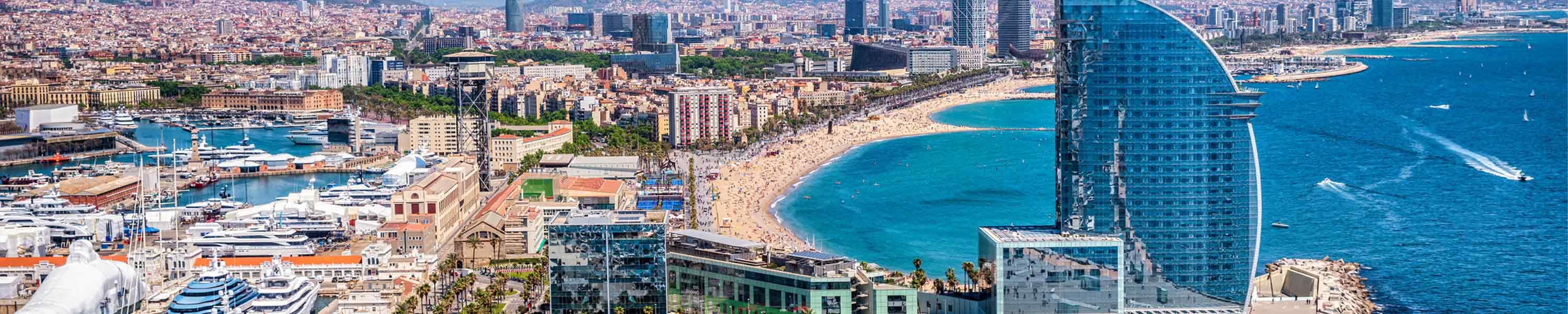 Aerial view of Port Vell, Barcelona, Catalonia, Spain