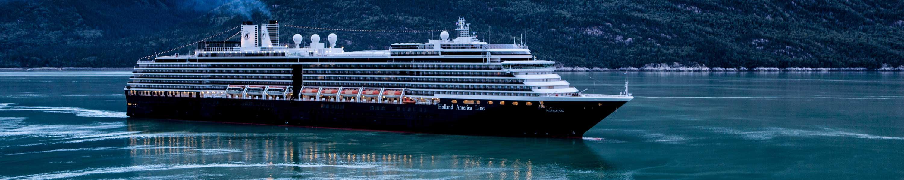 Holland America cruise ship sailing into Skagway, Alaska