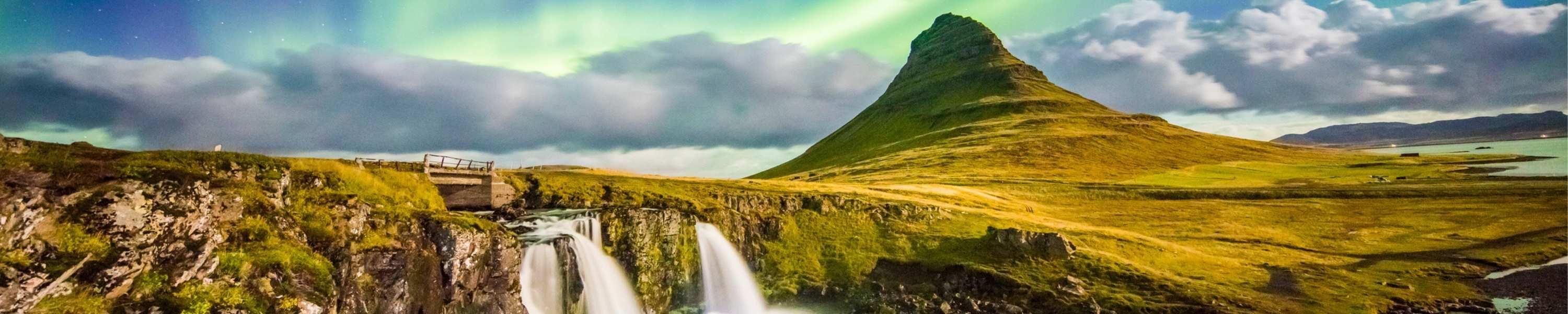 Iceland scenic view with Northern Lights