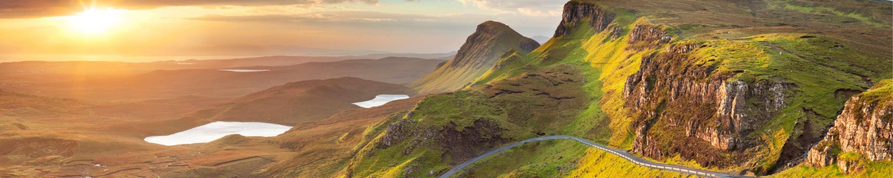 Countryside of Scotland with winding road