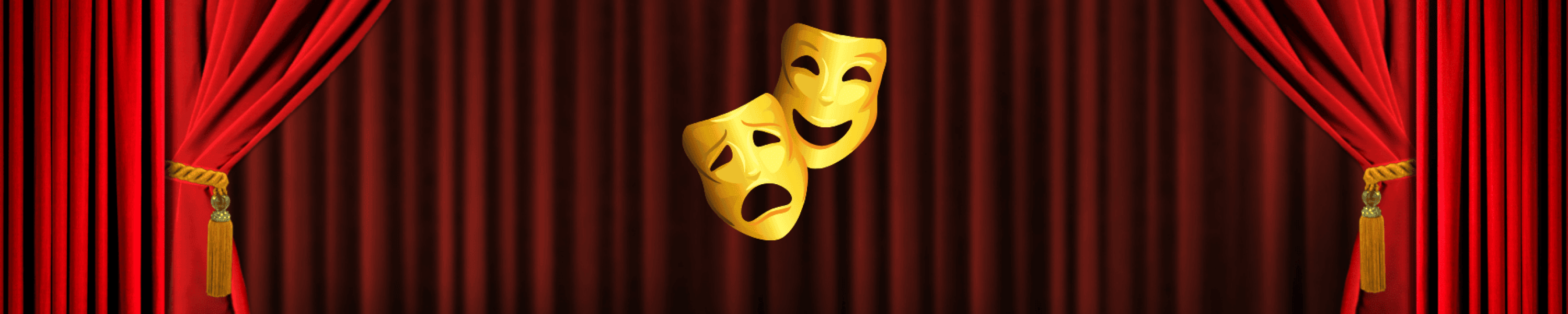 Image of theatre stage with drama masks