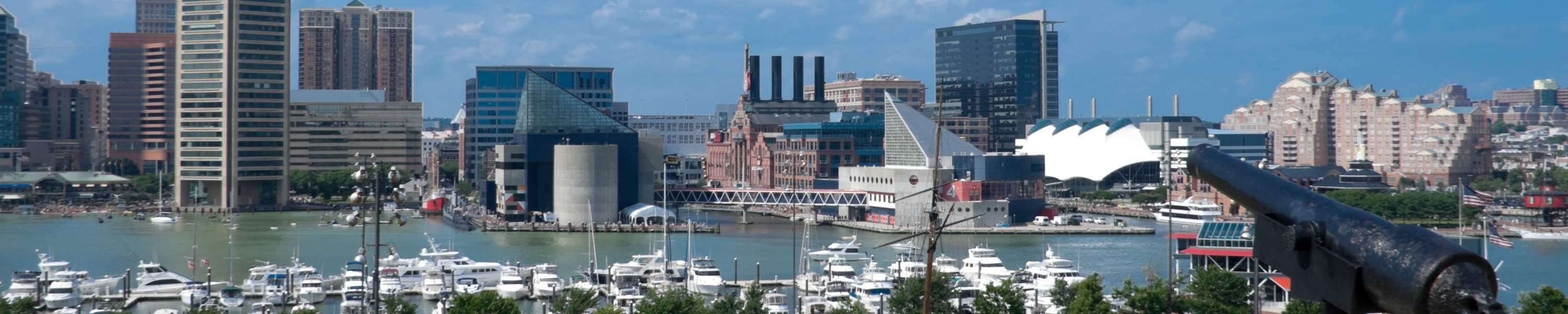 Canon at Federal Hill overlooking Inner Harbor in Baltimore, Maryland
