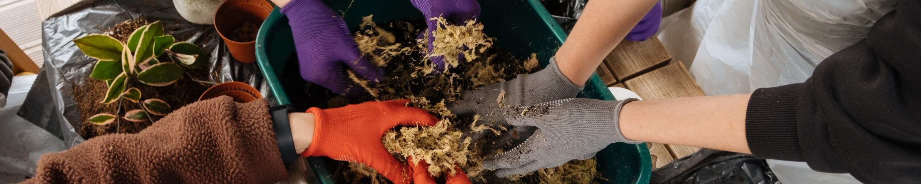 group of people making planters together