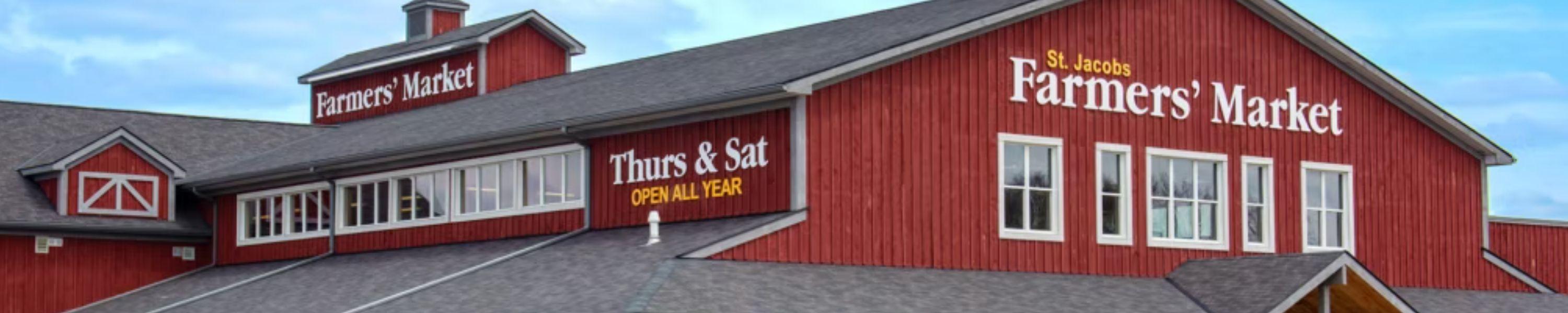 St Jacobs Farmers market building with sign