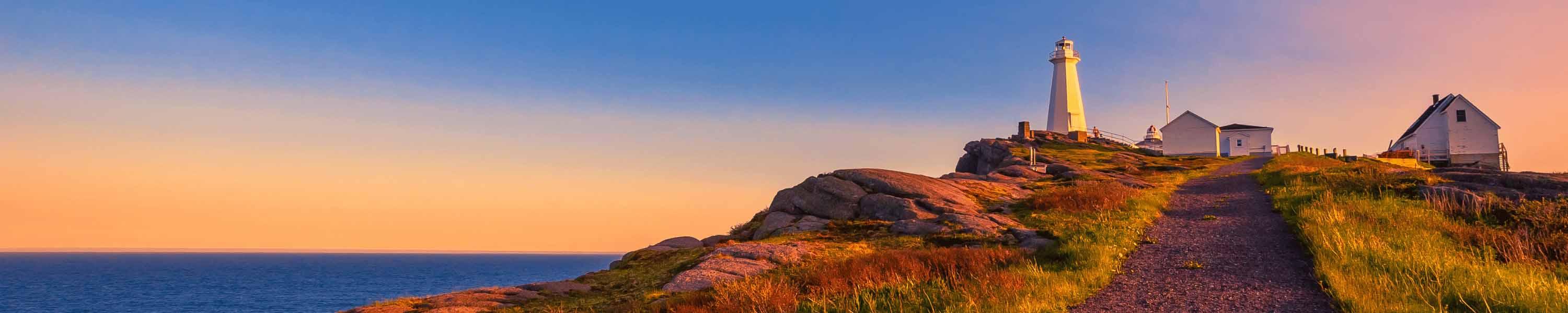 Cape Spear Lighthouse National Historic Site at Newfoundland Canada during sunset