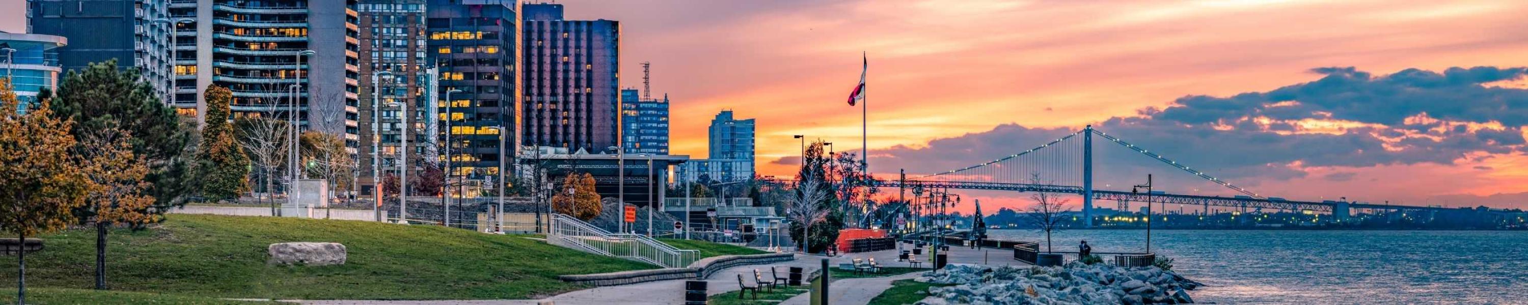 Boardwalk view of Winsor, Ontario