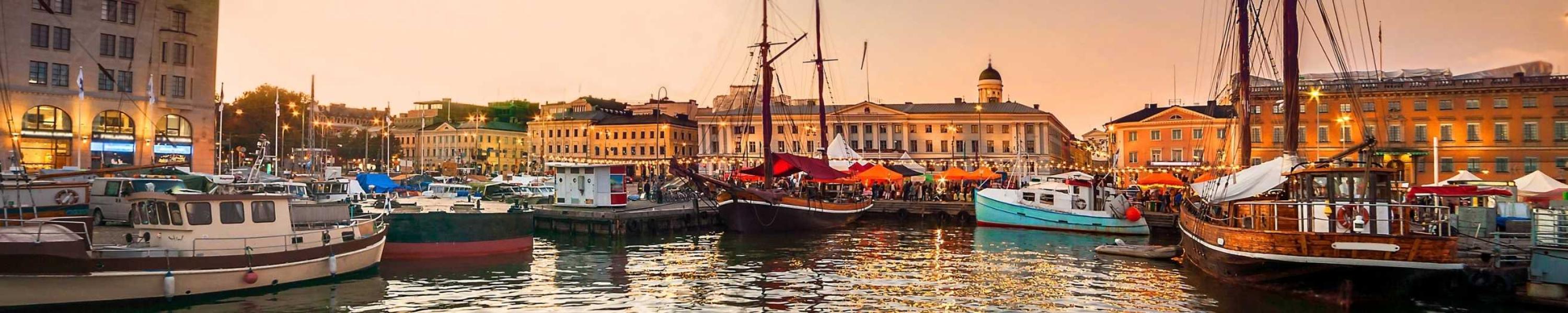 Helsinki, port at sunset