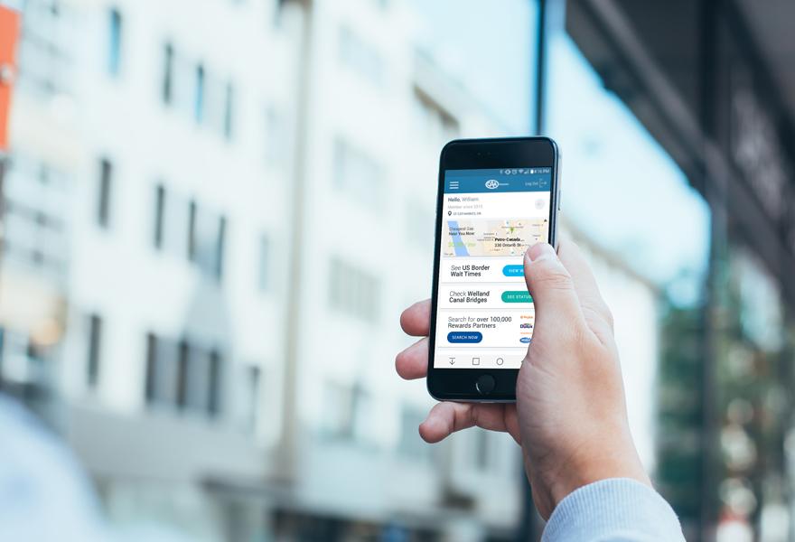 CAA app on smartphone screen