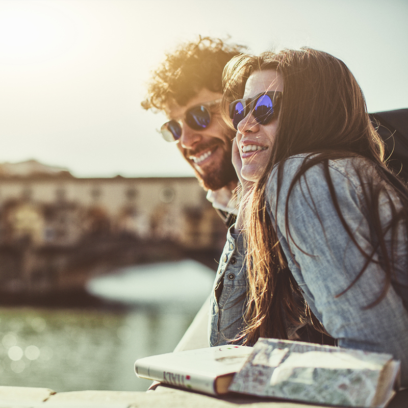 Couple looking over the Venice Canals