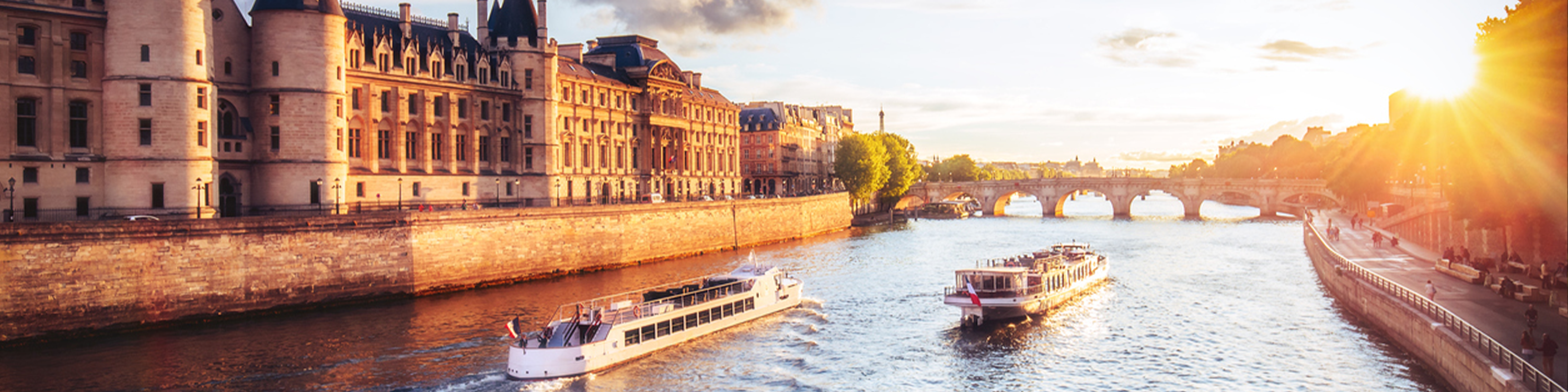 River cruise down Seine River in Paris, France.