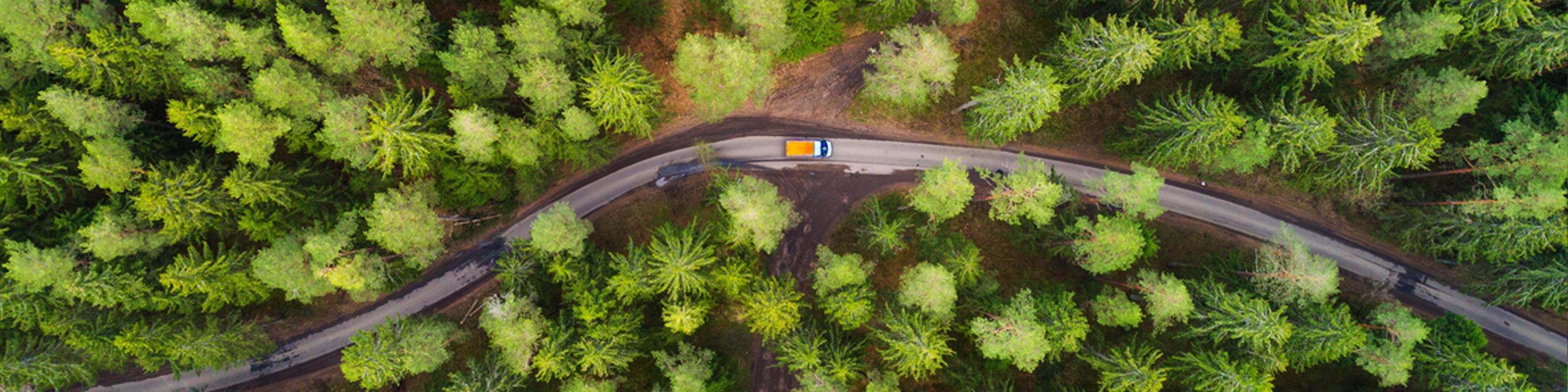 Overhead shot of roadway.