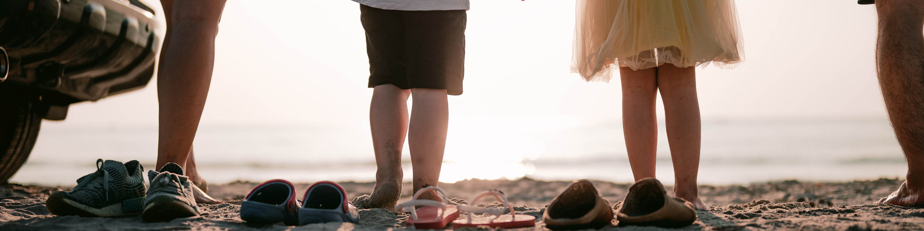Family walking on beach